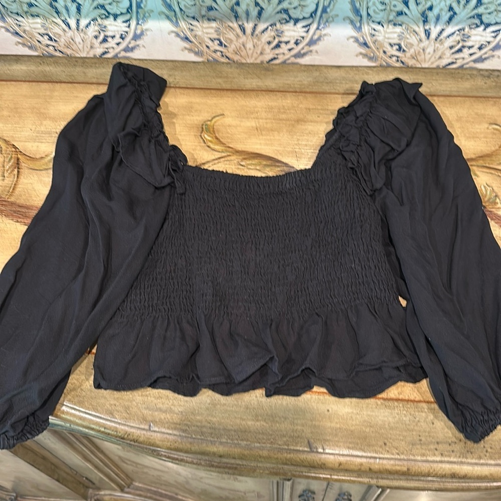 Zara Black Ruffle Crop top-L